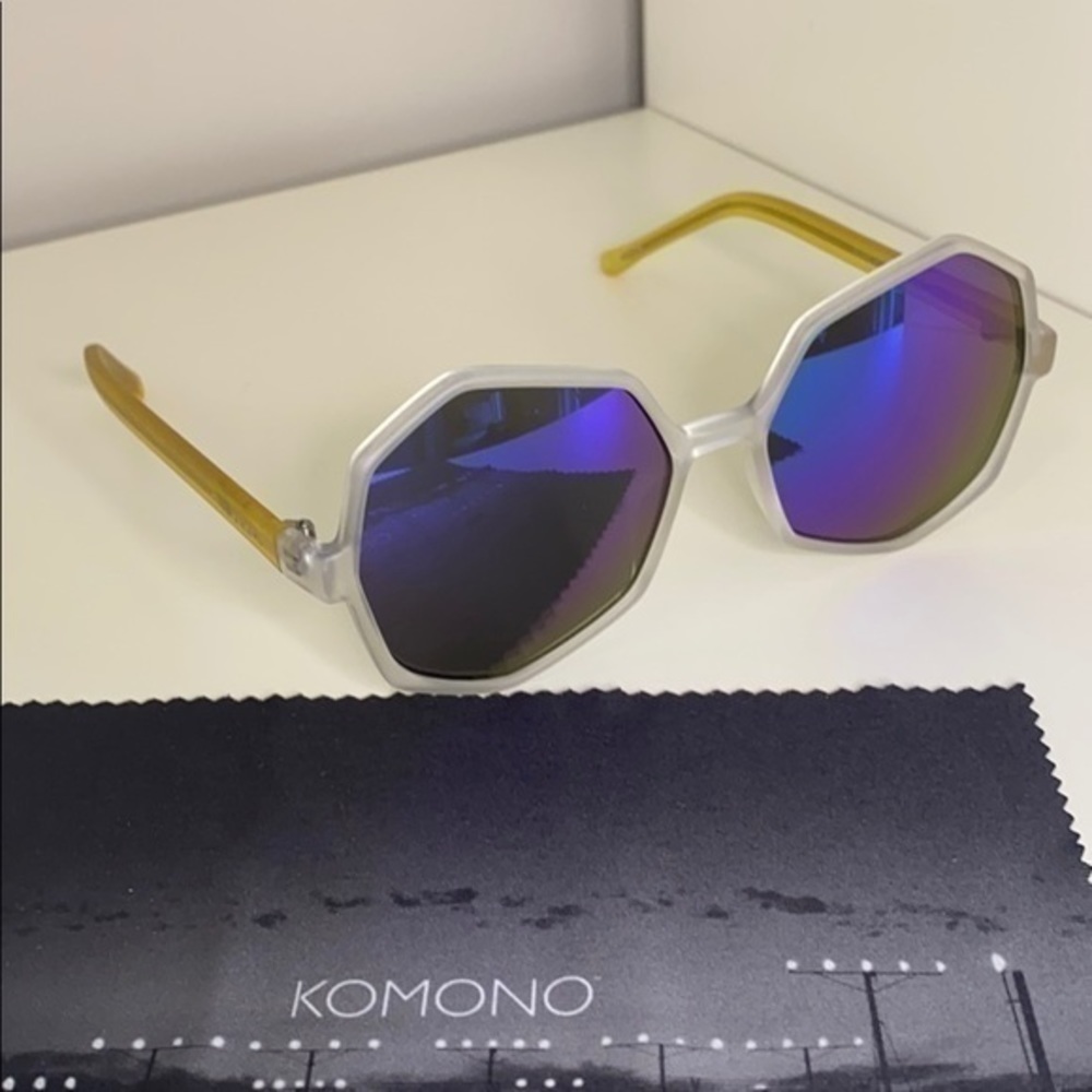 Komono Bonnie Ice Lemon Sunglasses NEW geometric neon - Picture 13 of 14